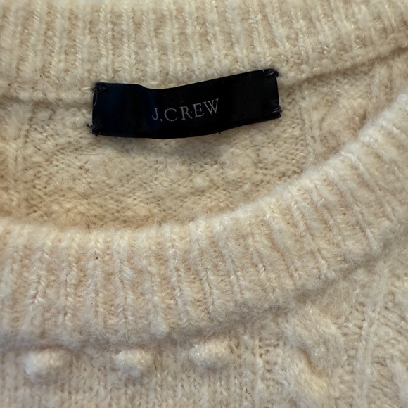 J. Crew Stretch Wool Cable Knit Crewneck Sweater in Ivory - Picture 6 of 11
